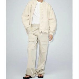 NWT Zara satin effect cargo pants stone